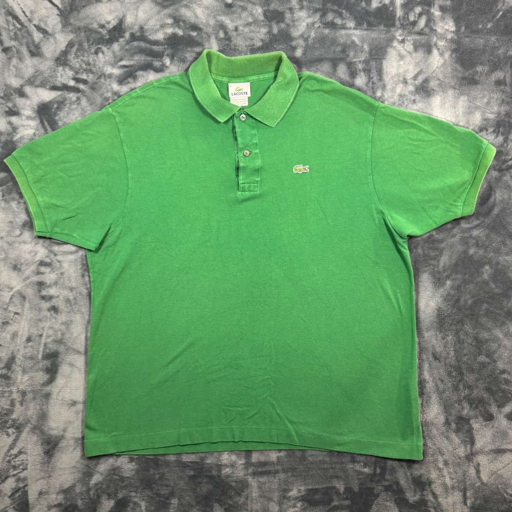 Lacoste Green Short Sleeve Pique Cotton Polo Shirt Mens XXL Logo Classic Preppy